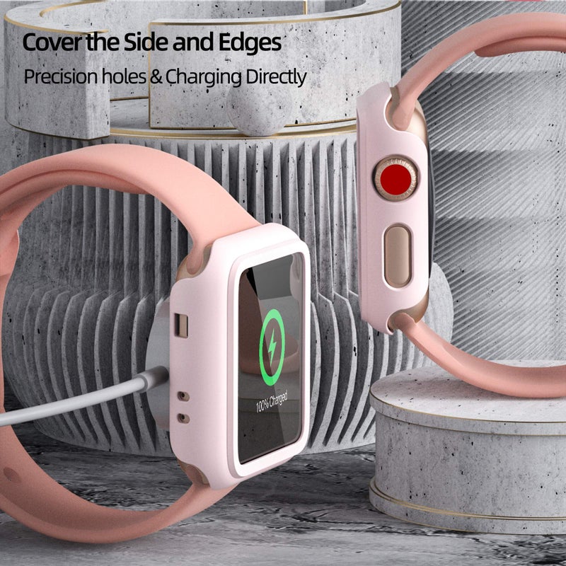 PZOZ Compatible for Apple Watch Series 3 / Series 2 Case with Screen Protector 38mm Accessories Slim Guard Thin Bumper Full Coverage Matte Hard Cover Defense Edge for iWatch Women Men GPS (Pink) - Image 4